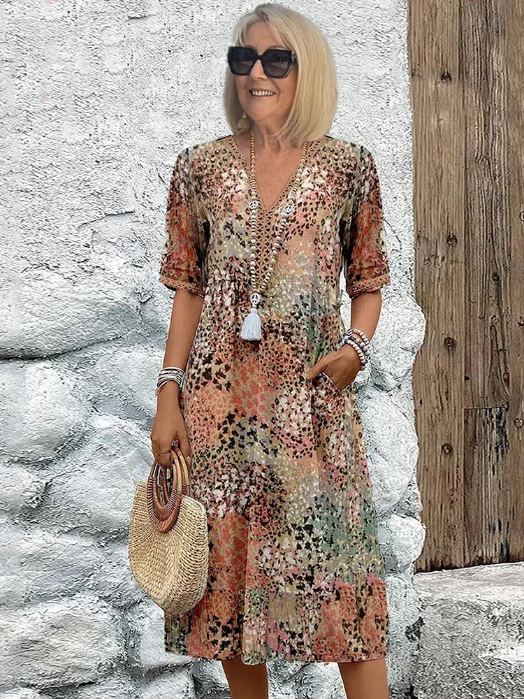 Celeste | Women's Vibrant Floral Print Midi Dress - Image 5