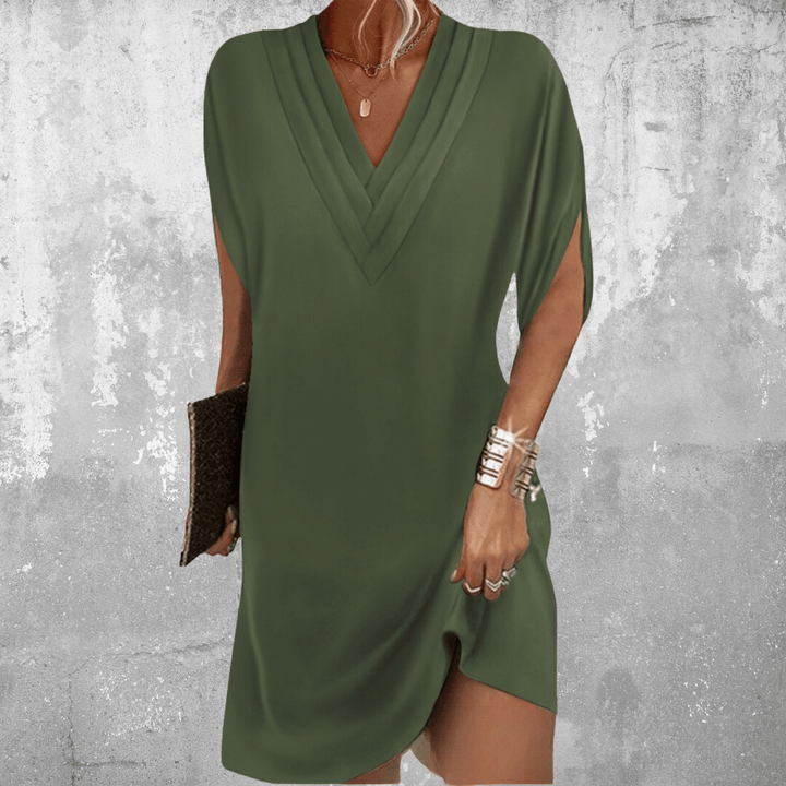 Celestina | Women's V-Neck Wrap Mini Dress - Green - Image 1