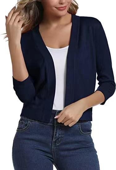 Celestine | Women's Open Front 3/4 Sleeve Cardigan - Black - Image 10