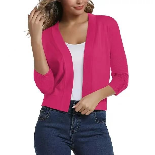 Celestine | Women's Open Front 3/4 Sleeve Cardigan - Black - Image 12
