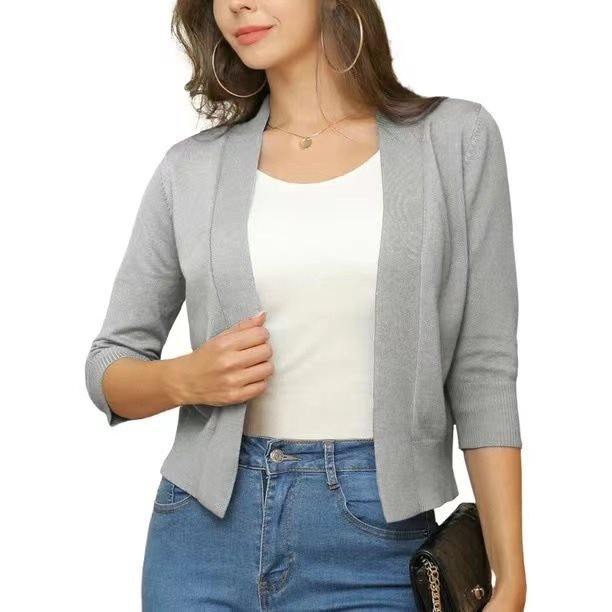 Celestine | Women's Open Front 3/4 Sleeve Cardigan - Black - Image 13