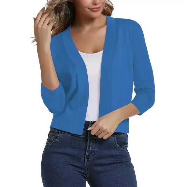 Celestine | Women's Open Front 3/4 Sleeve Cardigan - Black - Image 15