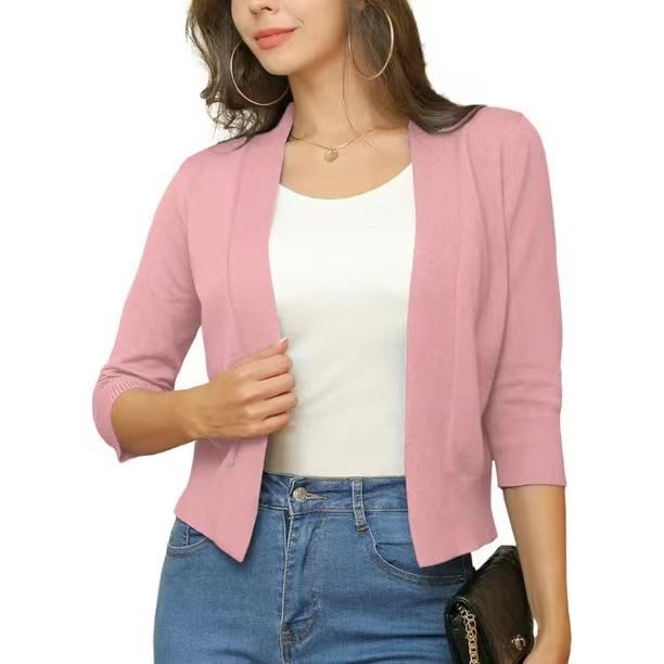 Celestine | Women's Open Front 3/4 Sleeve Cardigan - Black - Image 16