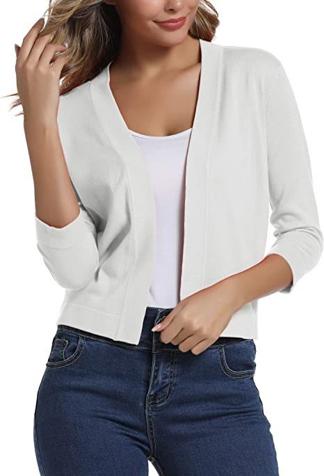 Celestine | Women's Open Front 3/4 Sleeve Cardigan - Black - Image 17
