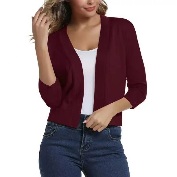 Celestine | Women's Open Front 3/4 Sleeve Cardigan - Black - Image 18