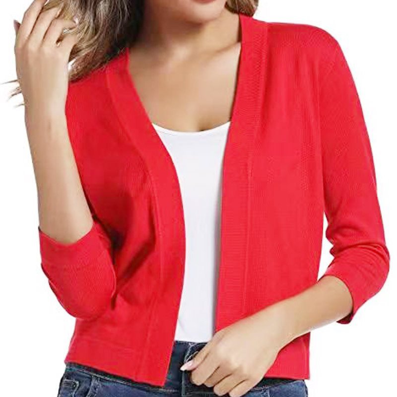 Celestine | Women's Open Front 3/4 Sleeve Cardigan - Black - Image 19