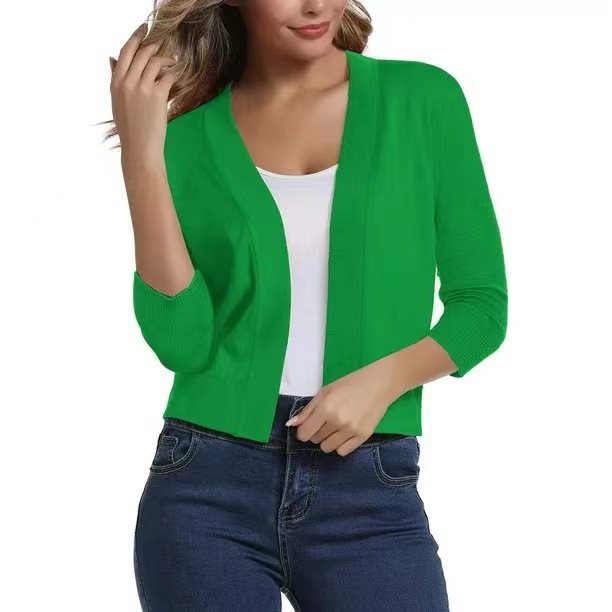 Celestine | Women's Open Front 3/4 Sleeve Cardigan - Black - Image 2