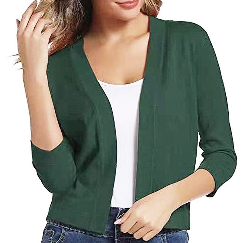 Celestine | Women's Open Front 3/4 Sleeve Cardigan - Black - Image 21