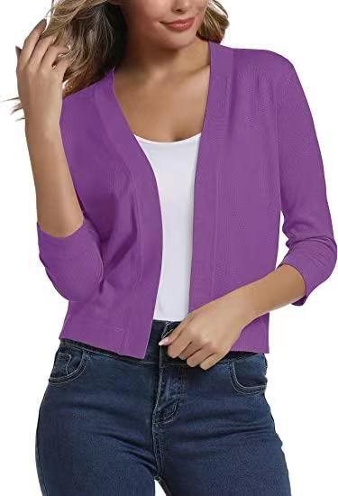 Celestine | Women's Open Front 3/4 Sleeve Cardigan - Black - Image 22