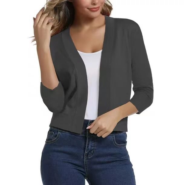 Celestine | Women's Open Front 3/4 Sleeve Cardigan - Black - Image 23