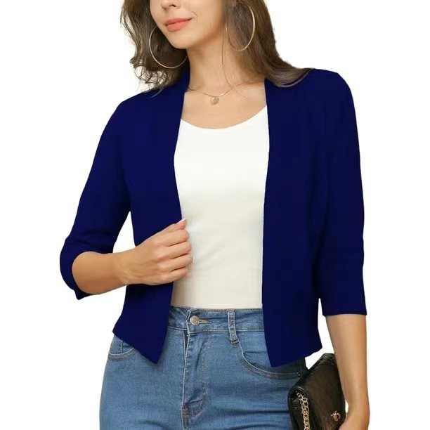 Celestine | Women's Open Front 3/4 Sleeve Cardigan - Black - Image 4