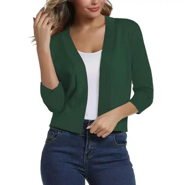 Celestine | Women's Open Front 3/4 Sleeve Cardigan - Black - Image 5