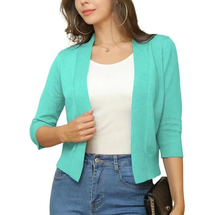 Celestine | Women's Open Front 3/4 Sleeve Cardigan - Black - Image 7