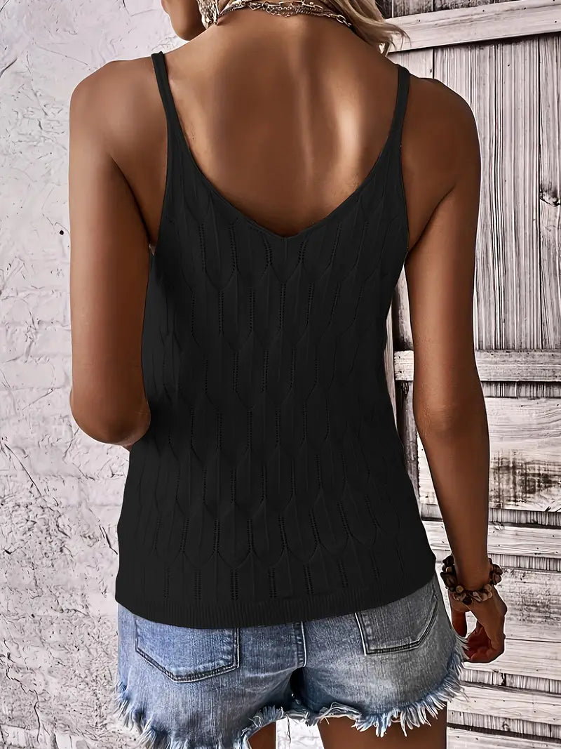 Celvette | Women's Boho Knit Tank Top - Cream - Image 10