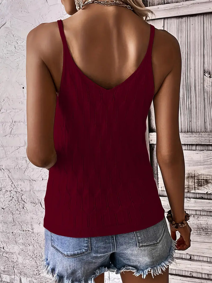 Celvette | Women's Boho Knit Tank Top - Cream - Image 15