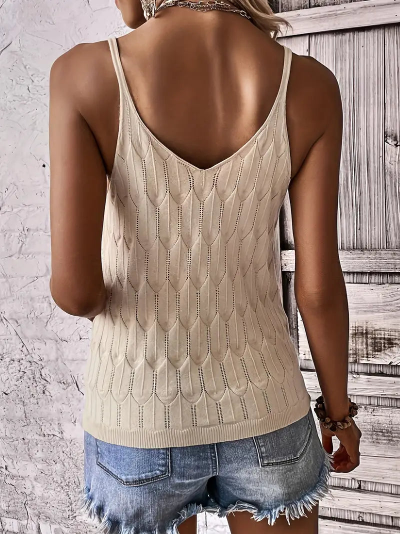 Celvette | Women's Boho Knit Tank Top - Cream - Image 20