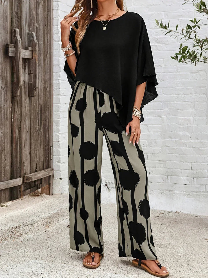 Nora | Women's Two-Piece Set Wide Leg Pants Oversized Top
