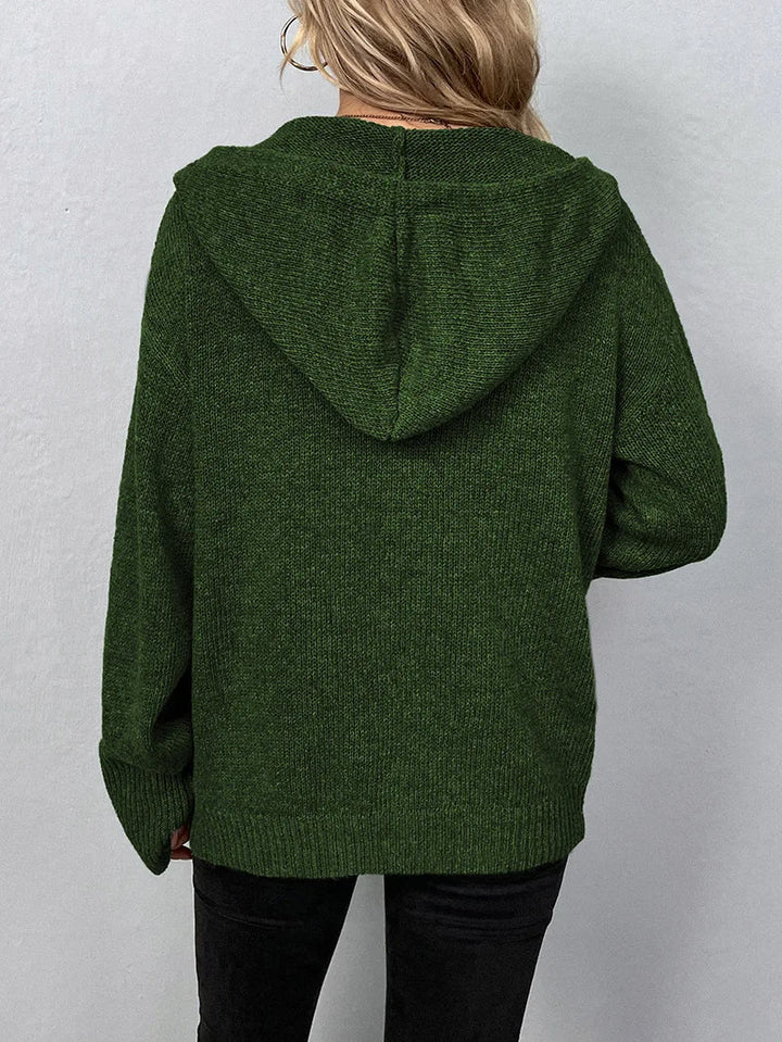 Clementine | Women's Hooded Button Front Cardigan - Brown - Image 3