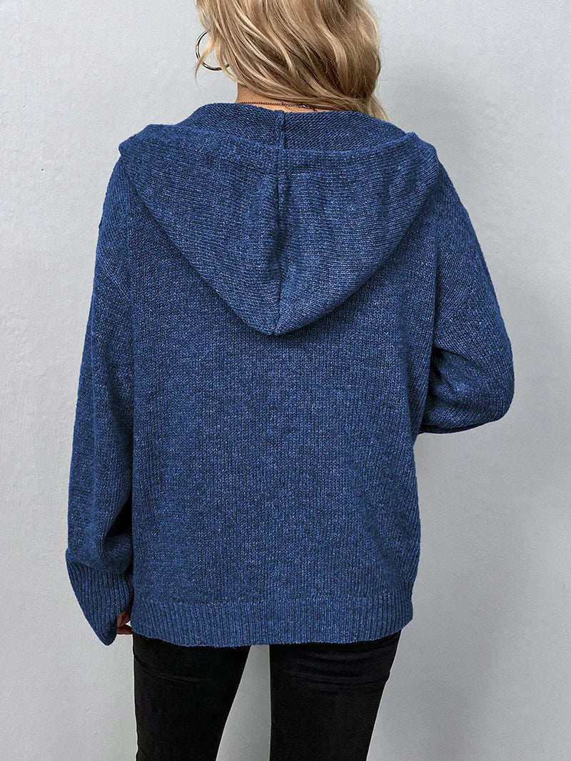 Clementine | Women's Hooded Button Front Cardigan - Brown - Image 4