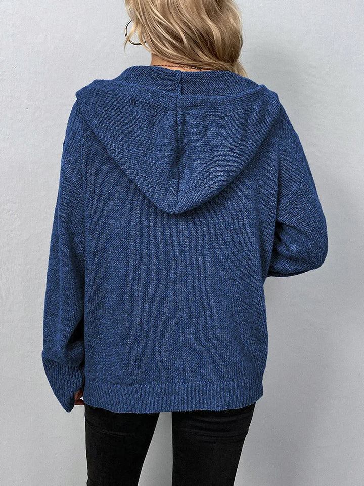 Clementine | Women's Hooded Button Front Cardigan - Brown - Image 4