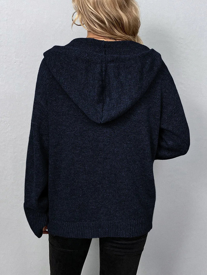 Clementine | Women's Hooded Button Front Cardigan - Brown - Image 5