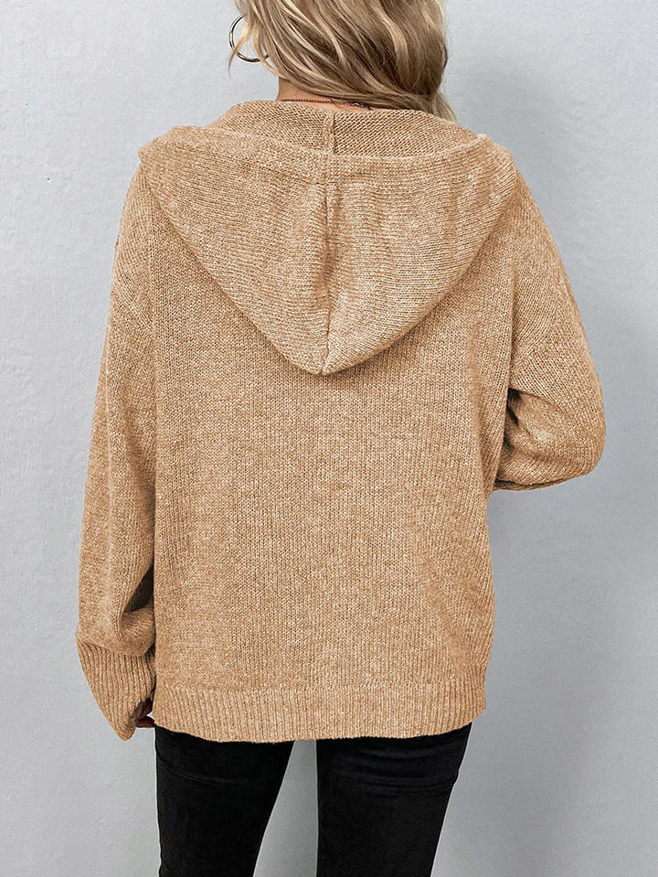Clementine | Women's Hooded Button Front Cardigan - Brown - Image 6