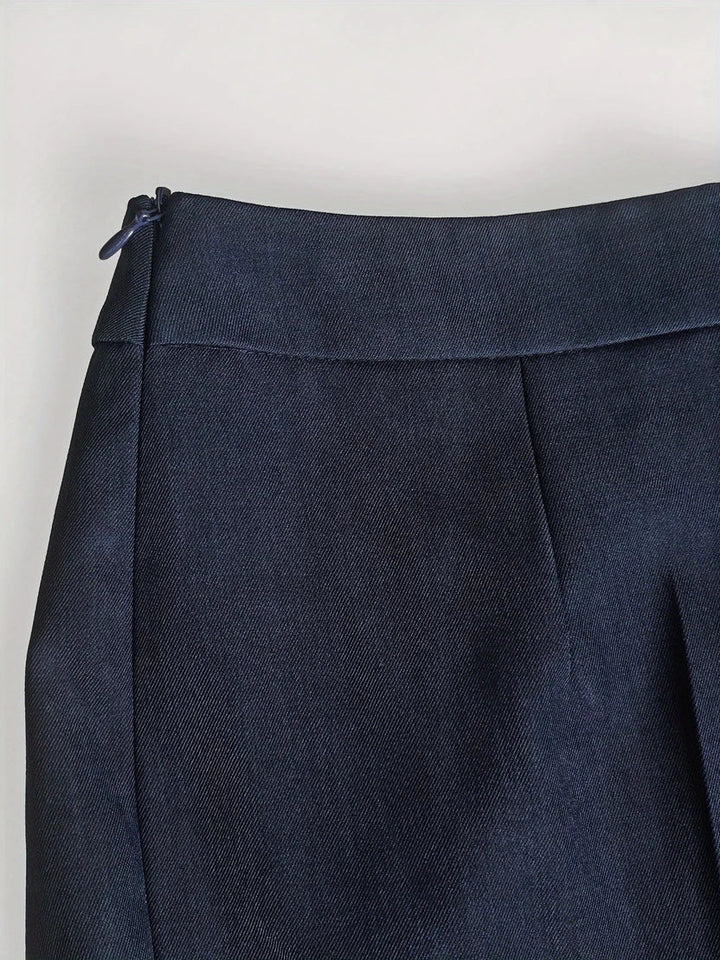 Clementine | Women's Longline Blazer Flare Trousers Set - Navy - Image 6