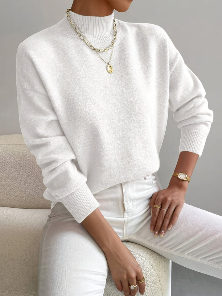 Cleo | Women's Mock Turtleneck Long Sleeve Sweater - Green - Image 2
