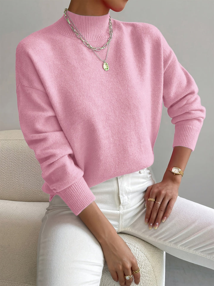 Cleo | Women's Mock Turtleneck Long Sleeve Sweater - Green - Image 3