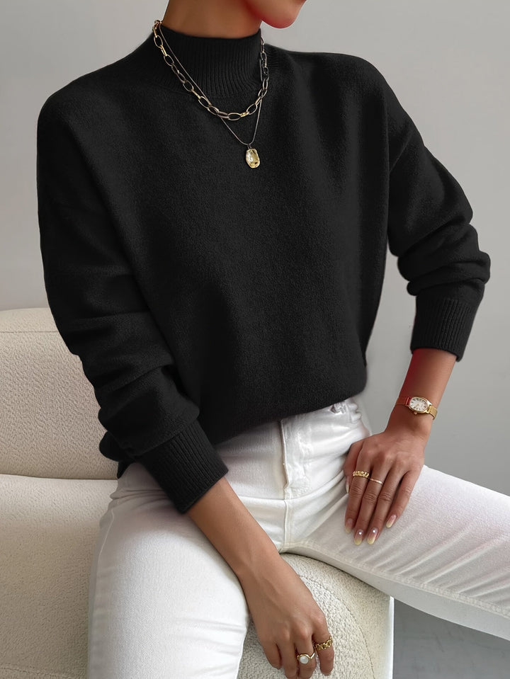 Cleo | Women's Mock Turtleneck Long Sleeve Sweater - Green - Image 6