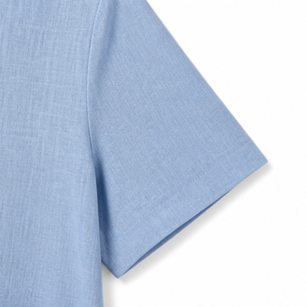 Clovaine | Women's Linen Midi Dress with Button Detail - Light Blue - Image 6