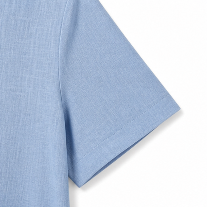 Clovaine | Women's Linen Midi Dress with Button Detail - Light Blue - Image 6