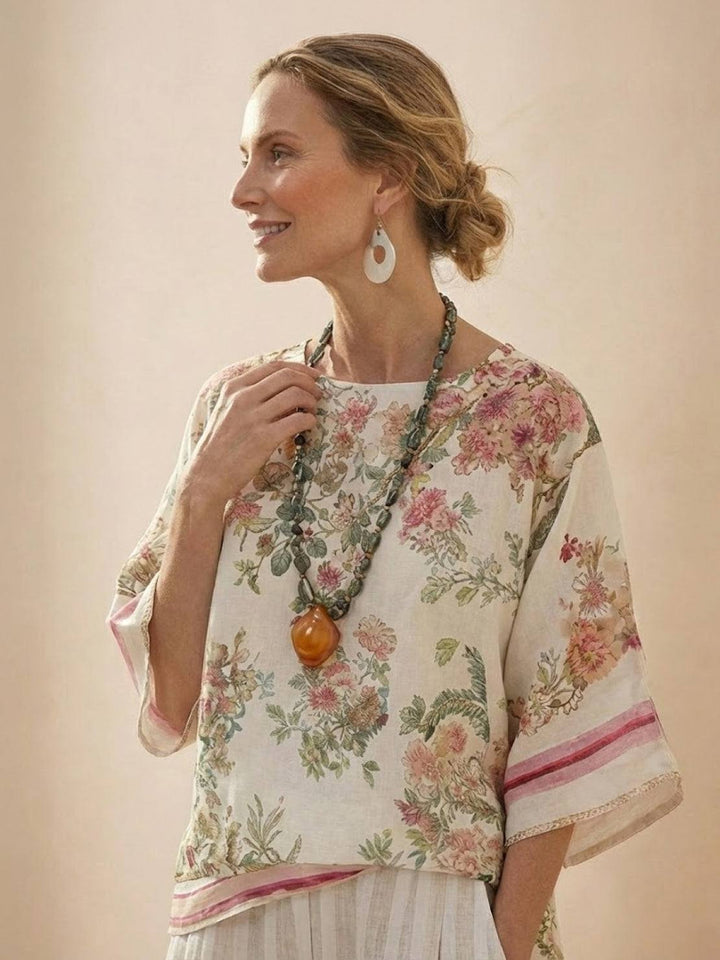 Alma | Women's Embroidered Two-Piece Set Wide Leg Pants Tunic Top