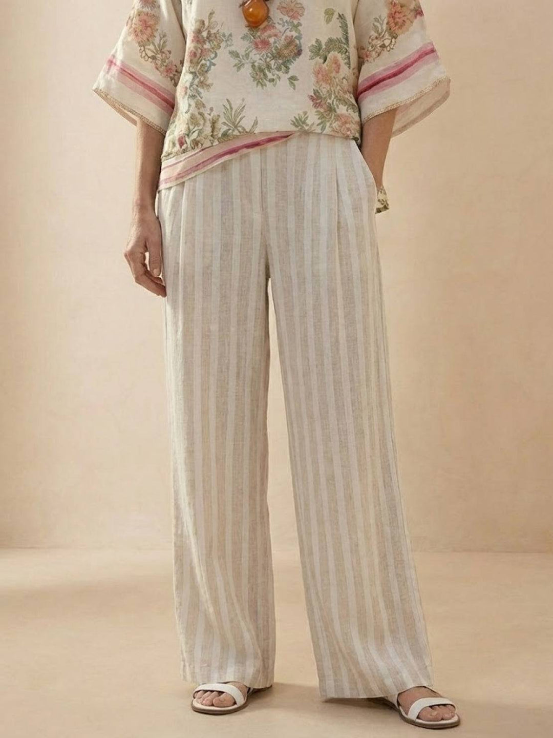 Alma | Women's Embroidered Two-Piece Set Wide Leg Pants Tunic Top
