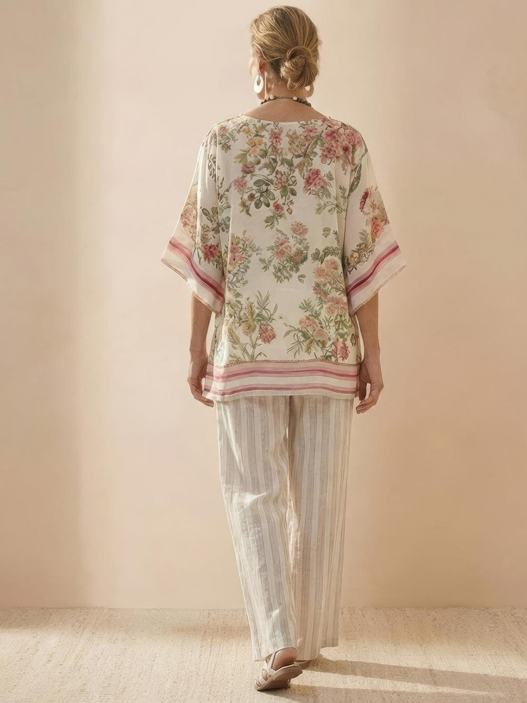 Alma | Women's Embroidered Two-Piece Set Wide Leg Pants Tunic Top
