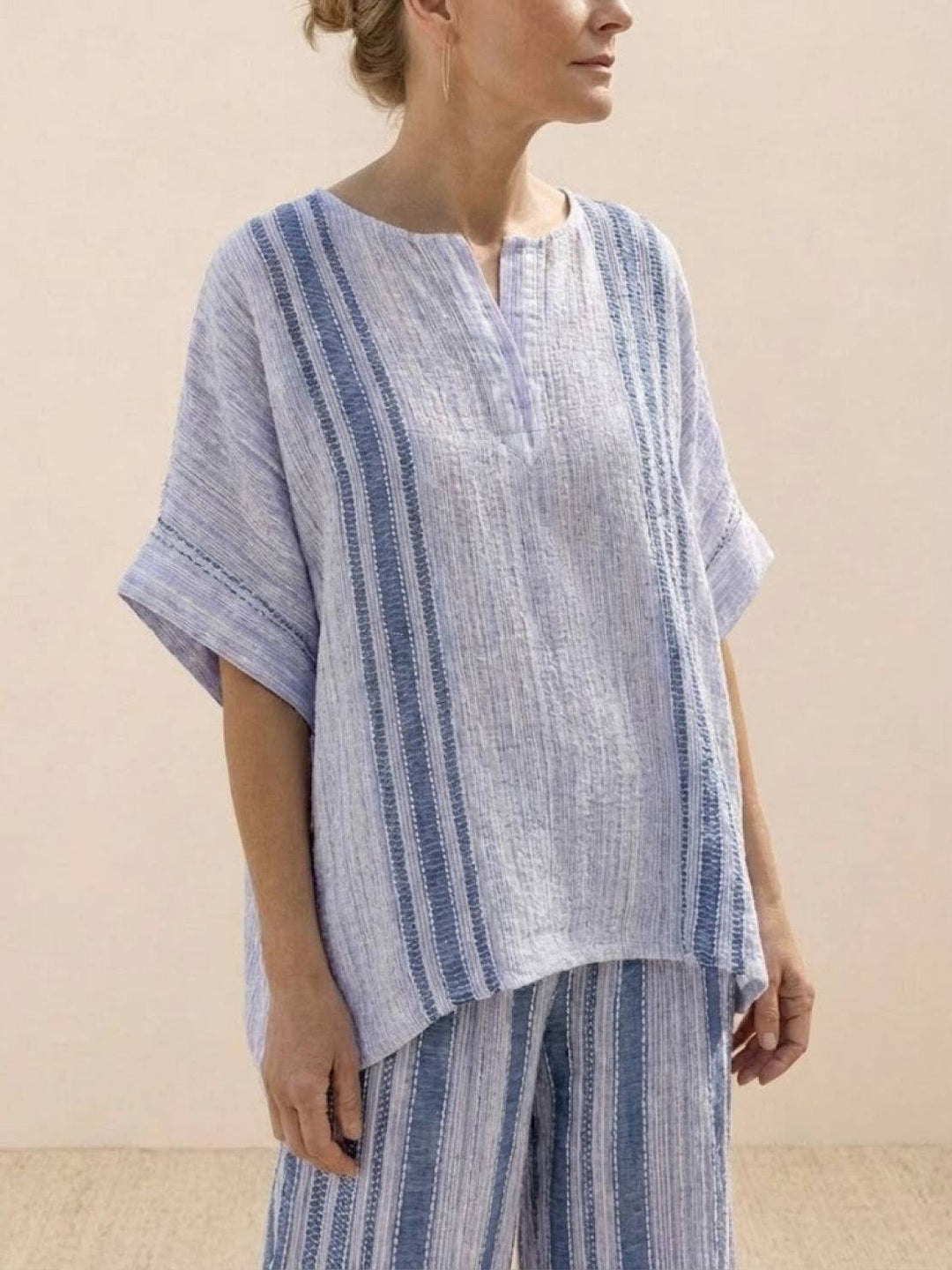 Alma | Women's Embroidered Two-Piece Set Wide Leg Pants Tunic Top