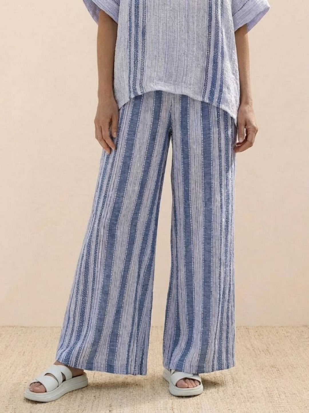 Alma | Women's Embroidered Two-Piece Set Wide Leg Pants Tunic Top
