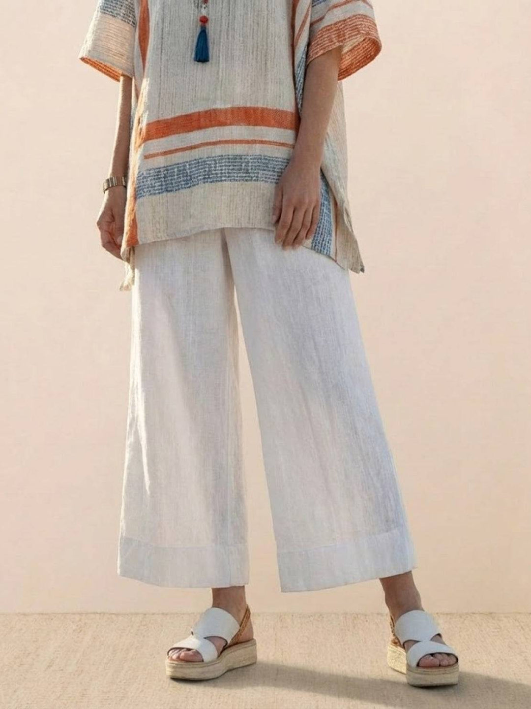 Alma | Women's Embroidered Two-Piece Set Wide Leg Pants Tunic Top