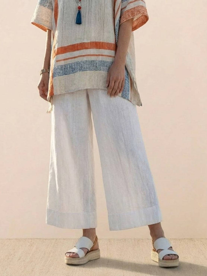 Alma | Women's Embroidered Two-Piece Set Wide Leg Pants Tunic Top