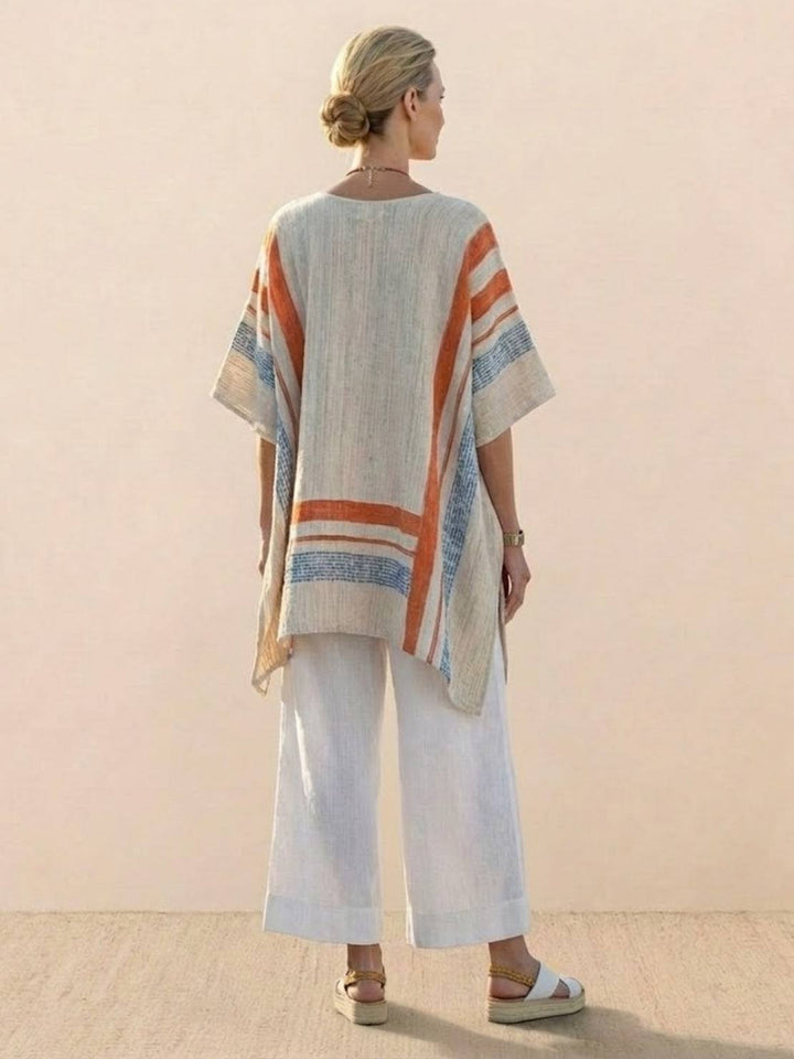 Alma | Women's Embroidered Two-Piece Set Wide Leg Pants Tunic Top