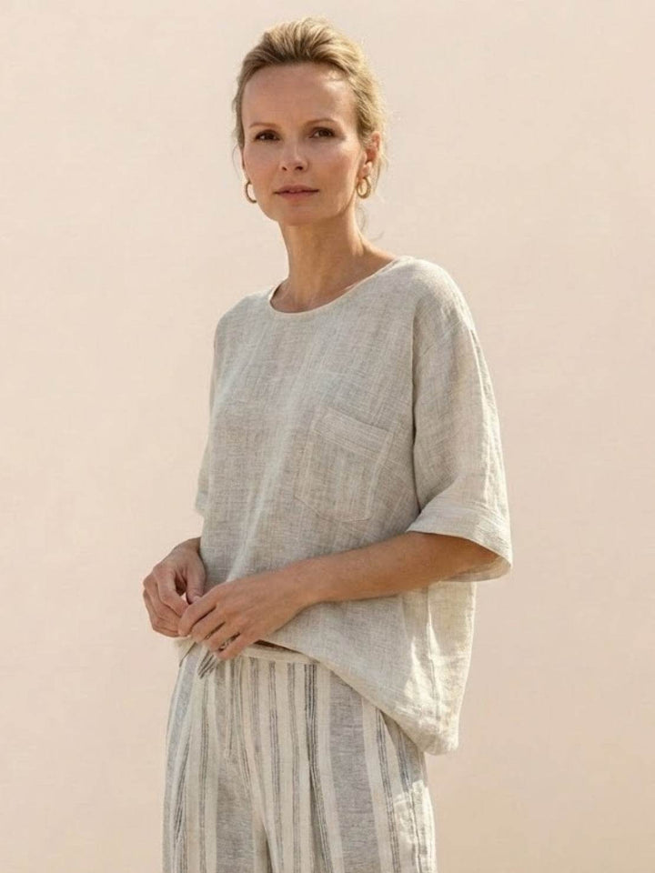 Alma | Women's Embroidered Two-Piece Set Wide Leg Pants Tunic Top