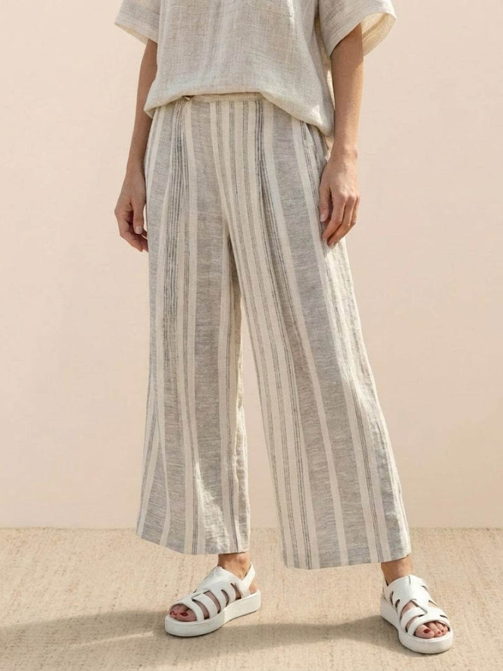 Alma | Women's Embroidered Two-Piece Set Wide Leg Pants Tunic Top