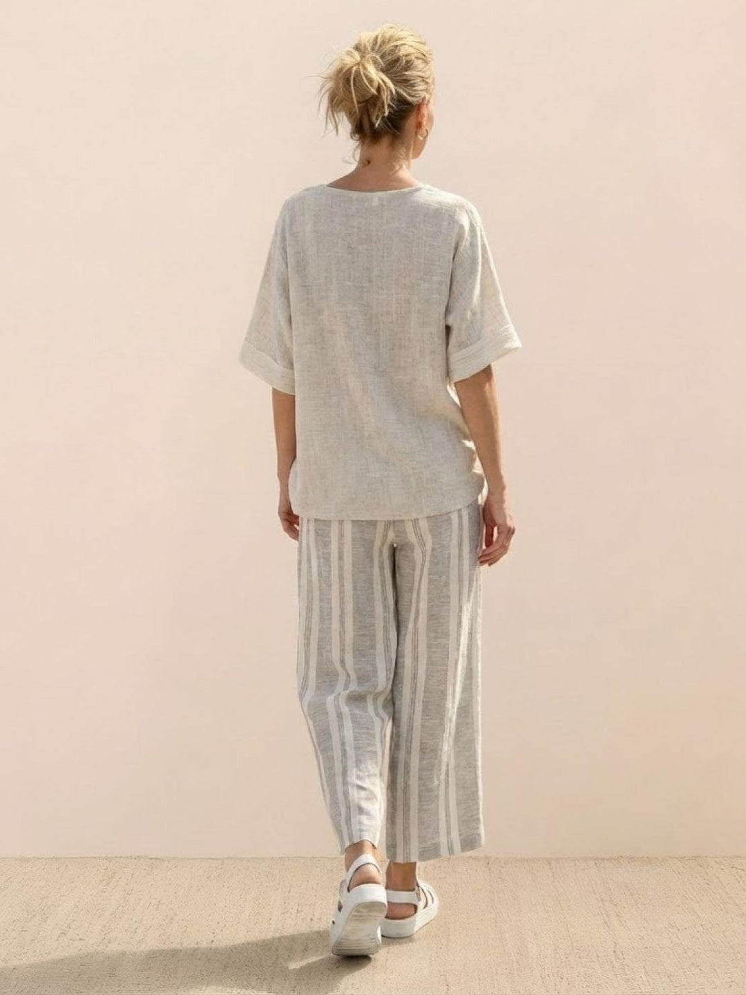Alma | Women's Embroidered Two-Piece Set Wide Leg Pants Tunic Top