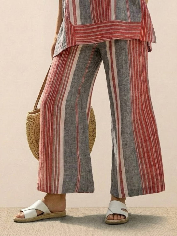 Alma | Women's Embroidered Two-Piece Set Wide Leg Pants Tunic Top