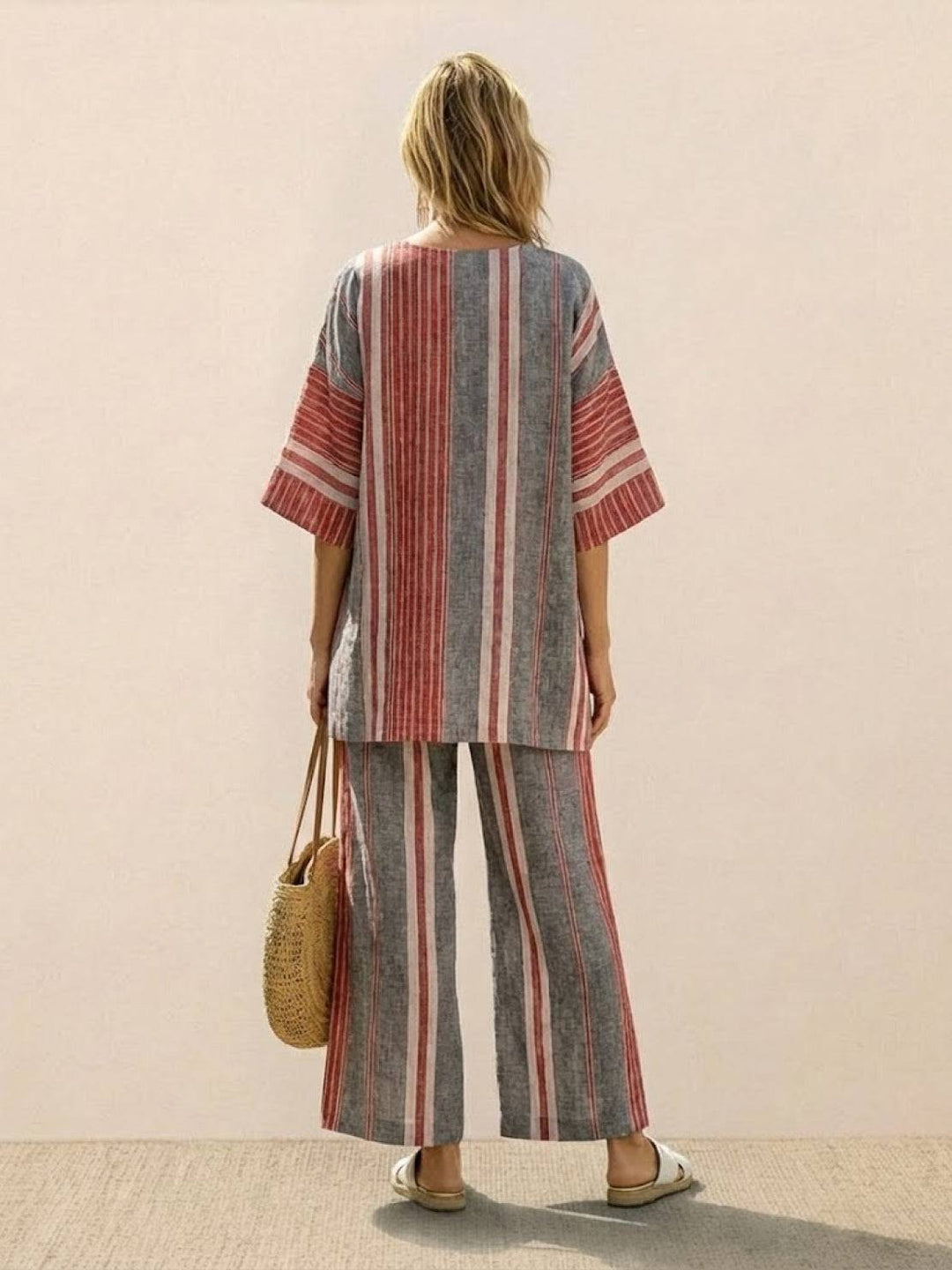 Alma | Women's Embroidered Two-Piece Set Wide Leg Pants Tunic Top