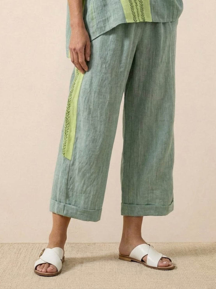Alma | Women's Embroidered Two-Piece Set Wide Leg Pants Tunic Top