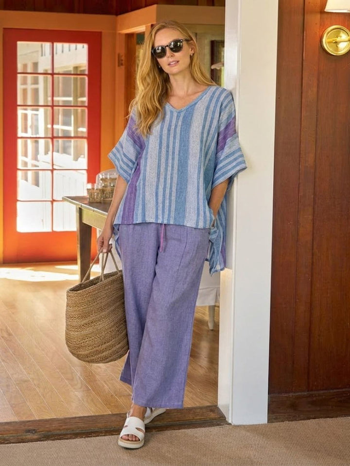 Alma | Women's Embroidered Two-Piece Set Wide Leg Pants Tunic Top
