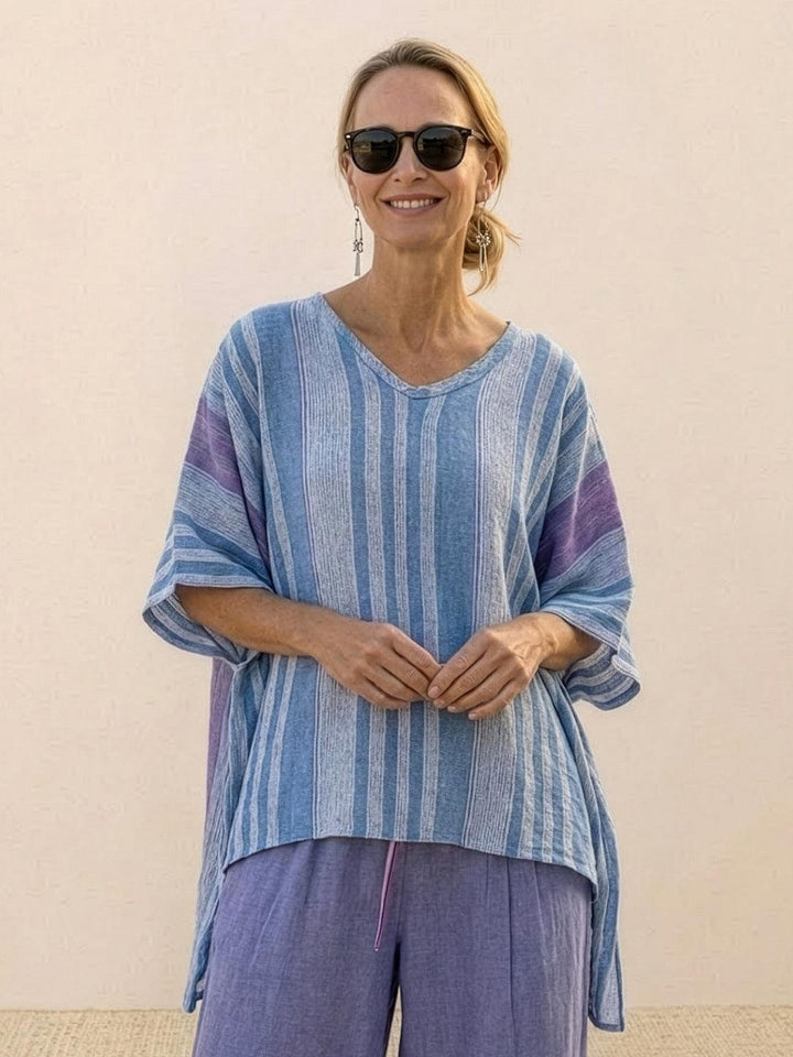 Alma | Women's Embroidered Two-Piece Set Wide Leg Pants Tunic Top
