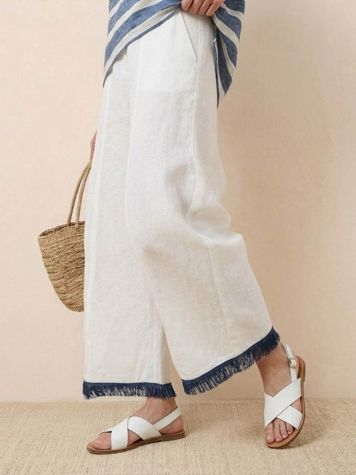 Alma | Women's Embroidered Two-Piece Set Wide Leg Pants Tunic Top