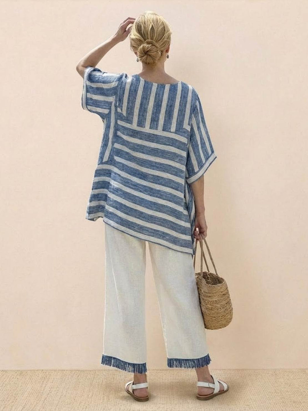 Alma | Women's Embroidered Two-Piece Set Wide Leg Pants Tunic Top